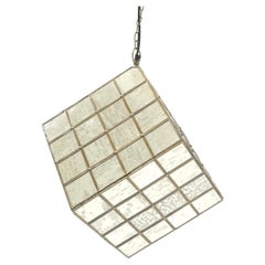 Large Cube Shape Pendant Mid-Century Modern Light Fixture Chandelier Mint