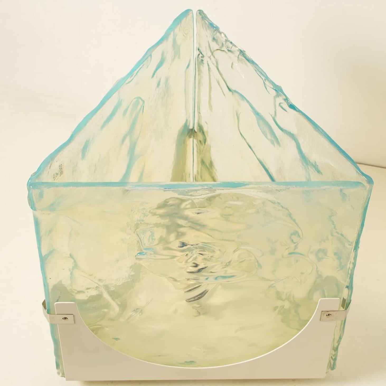 Large Cube Shaped Blue Glass Floor and Table Light from Leucos, 1970 For Sale 2