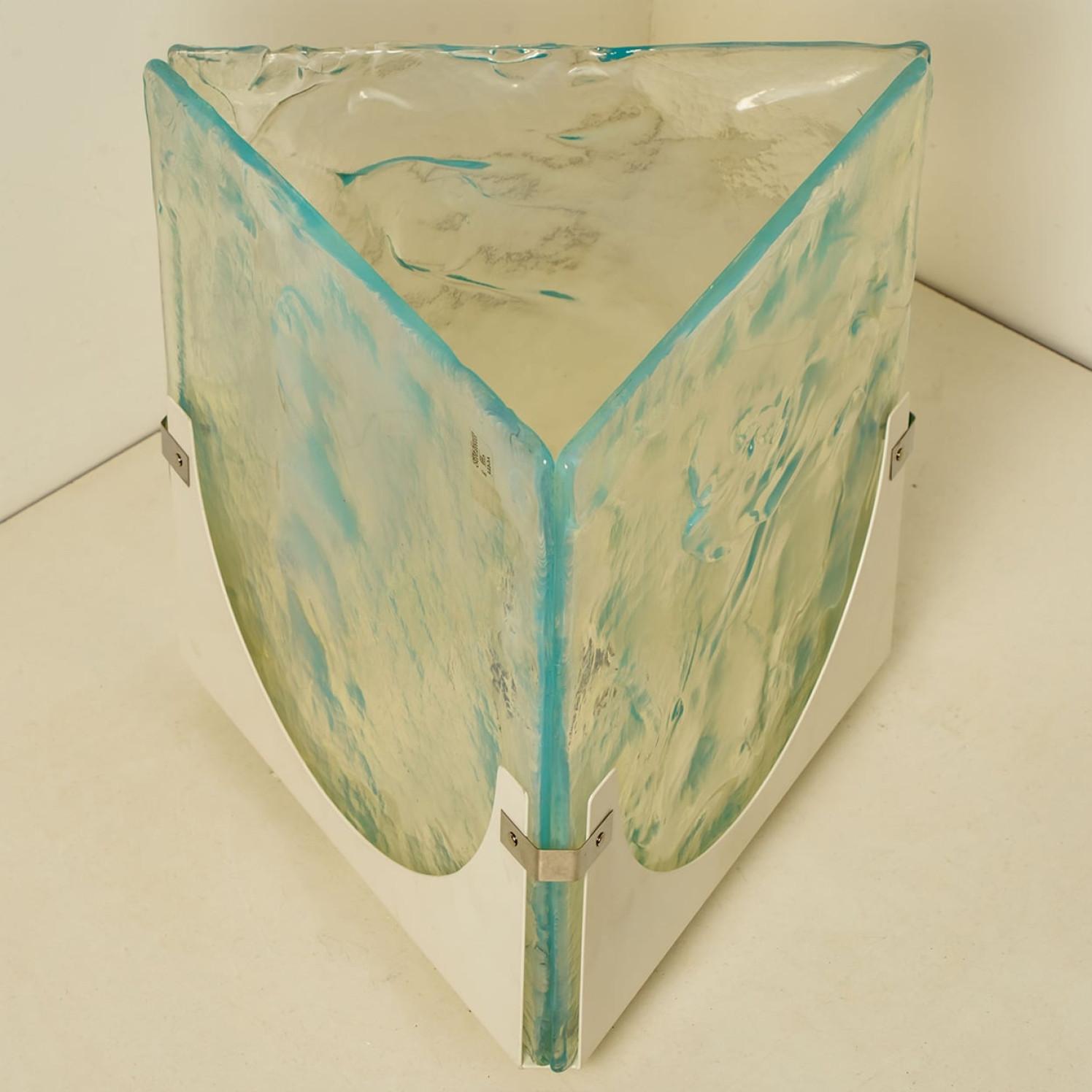 Large Cube Shaped Blue Glass Floor and Table Light from Leucos, 1970 For Sale 5