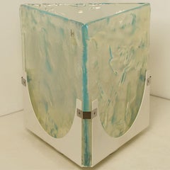 Large Cube Shaped Blue Glass Floor and Table Light from Leucos, 1970