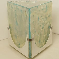 Large Cube Shaped Blue Glass Floor and Table Light from Leucos, 1970