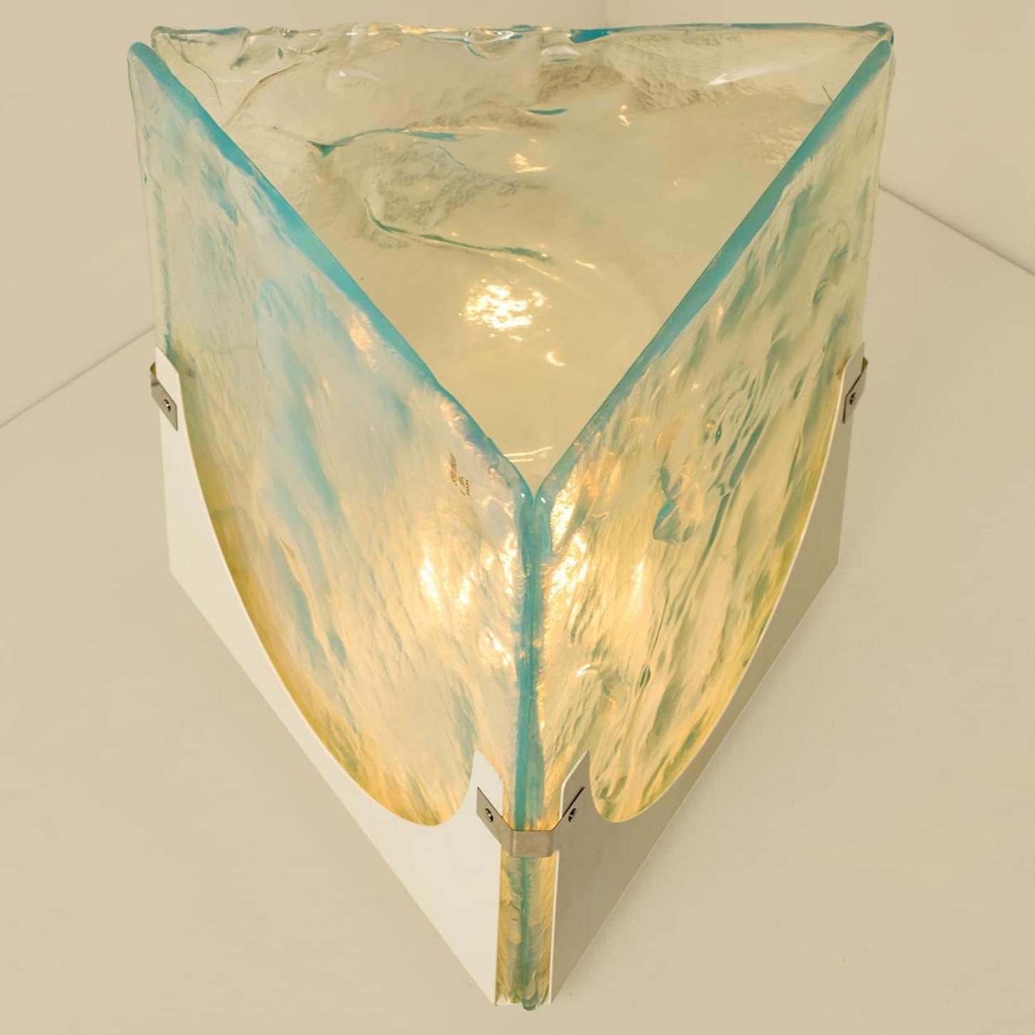 Late 17th Century Large Cube Shaped Blue Glass Floor and Table Light from Leucos, 1970 For Sale