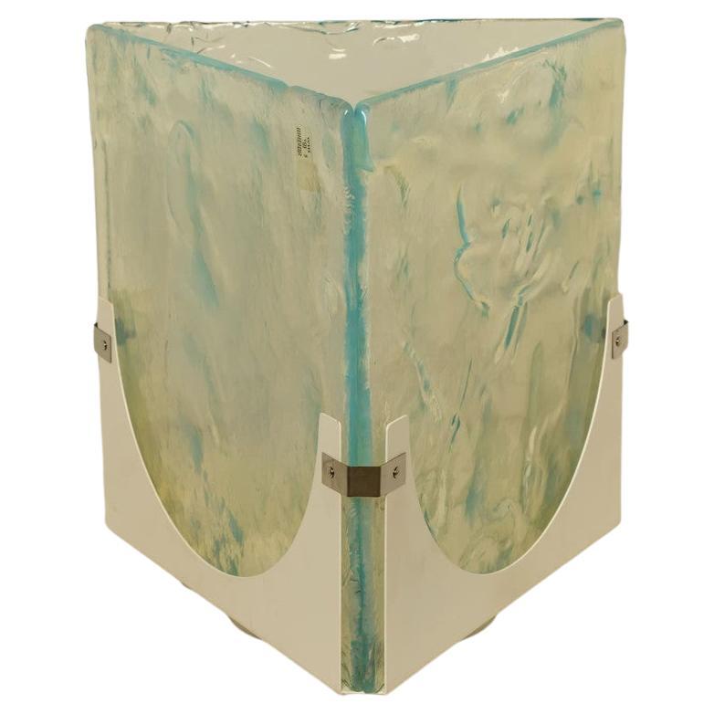 Large Cube Shaped Blue Glass Floor and Table Light from Leucos, 1970 For Sale