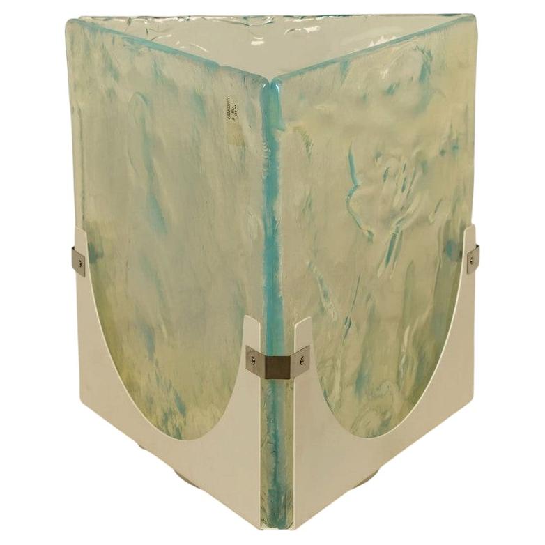 Große würfelförmige Boden- und Tischleuchte aus blauem Glas von Leucos, 1970