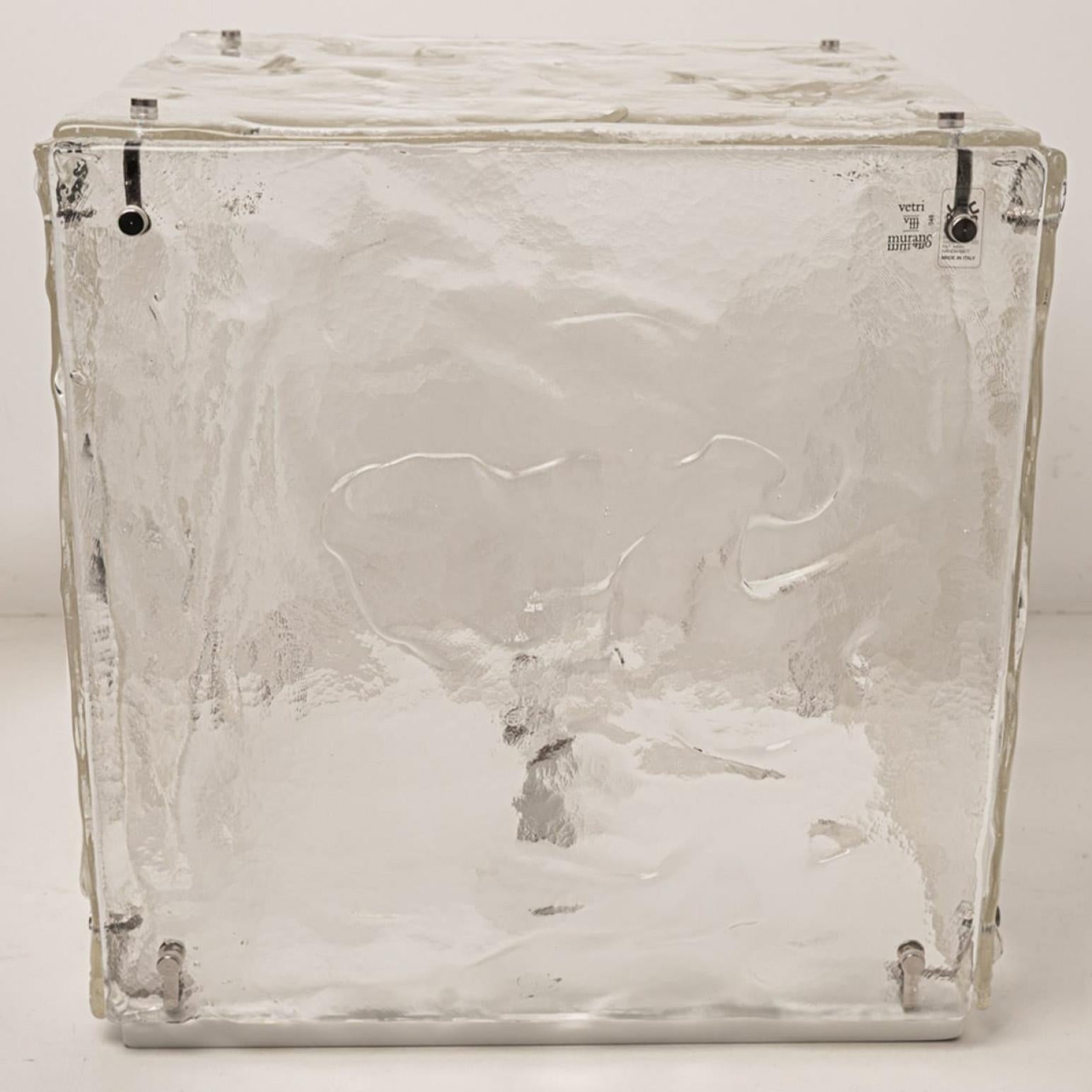 Large Cube Shaped Glass Floor and Table Light by Carlo Nason, 1970 For Sale 5