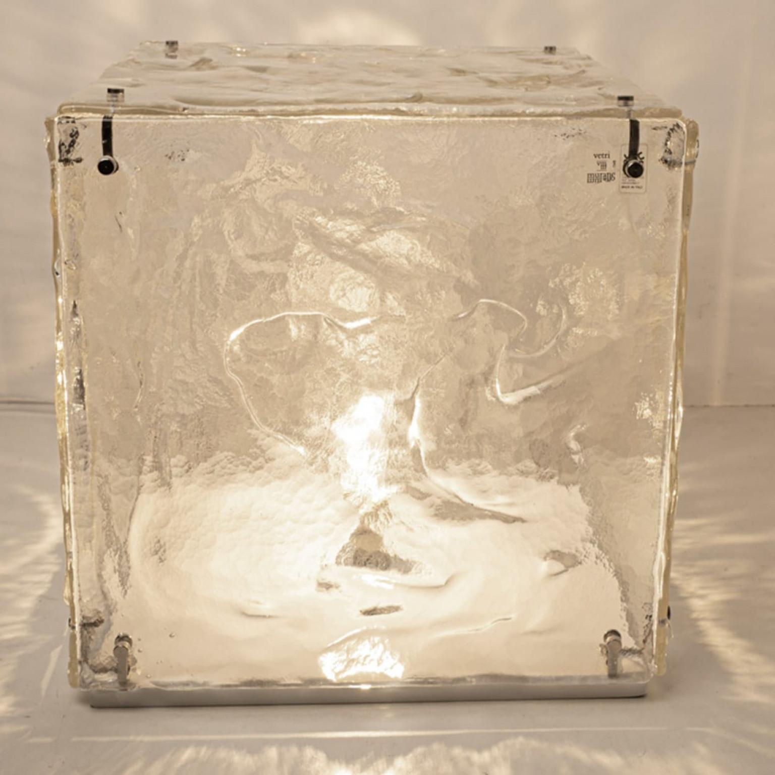 Large Cube Shaped Glass Floor and Table Light by Carlo Nason, 1970 For Sale 6