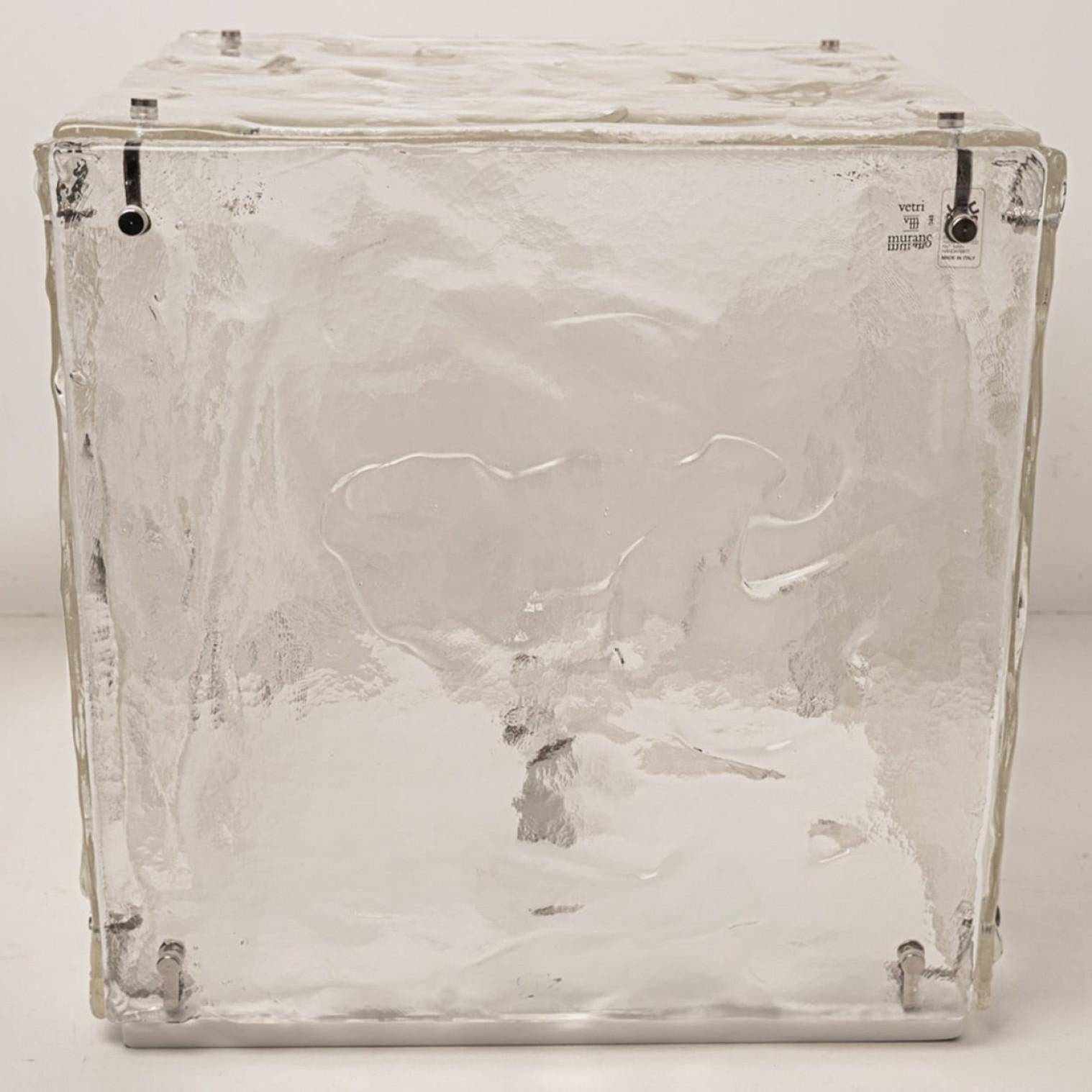 Large Cube Shaped Glass Floor and Table Light by Carlo Nason, 1970 For Sale 6