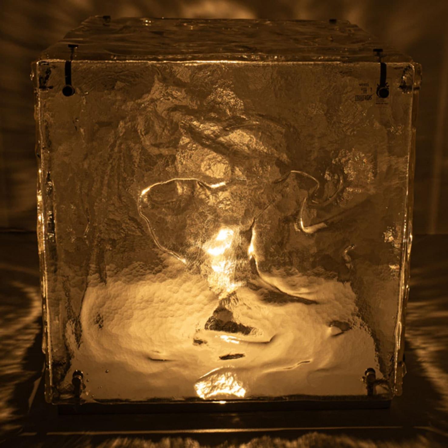 Large Cube Shaped Glass Floor and Table Light by Carlo Nason, 1970 For Sale 1