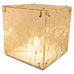 Lámpara de pie y sobremesa de cristal en forma de cubo grande de Carlo Nason, 1970