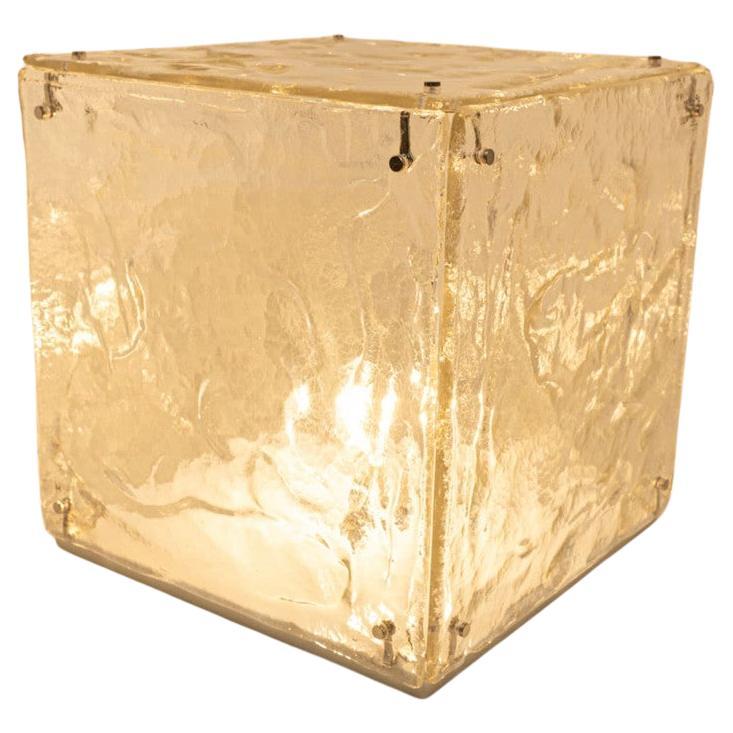 Large Cube Shaped Glass Floor and Table Light by Carlo Nason, 1970 For Sale