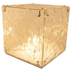 Lámpara de pie y sobremesa de cristal en forma de cubo grande de Carlo Nason, 1970