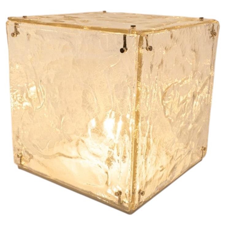 Large Cube Shaped Glass Floor and Table Light by Carlo Nason, 1970
