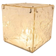 Large Cube Shaped Glass Floor and Table Light by Carlo Nason, 1970