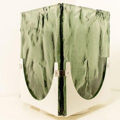 Large Cube Shaped Green Glass Floor and Table Light from Leucos, 1970