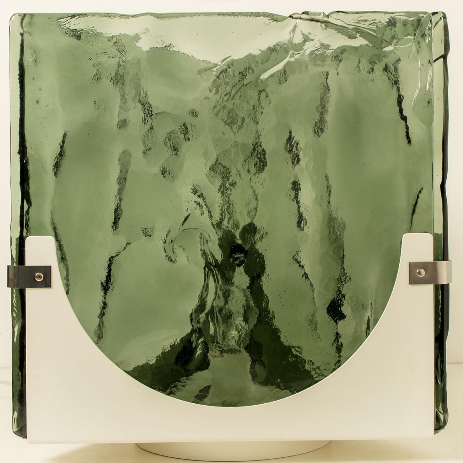 Gran lámpara de pie y sobremesa de cristal verde en forma de cubo de Leucos, 1970 Otro en venta