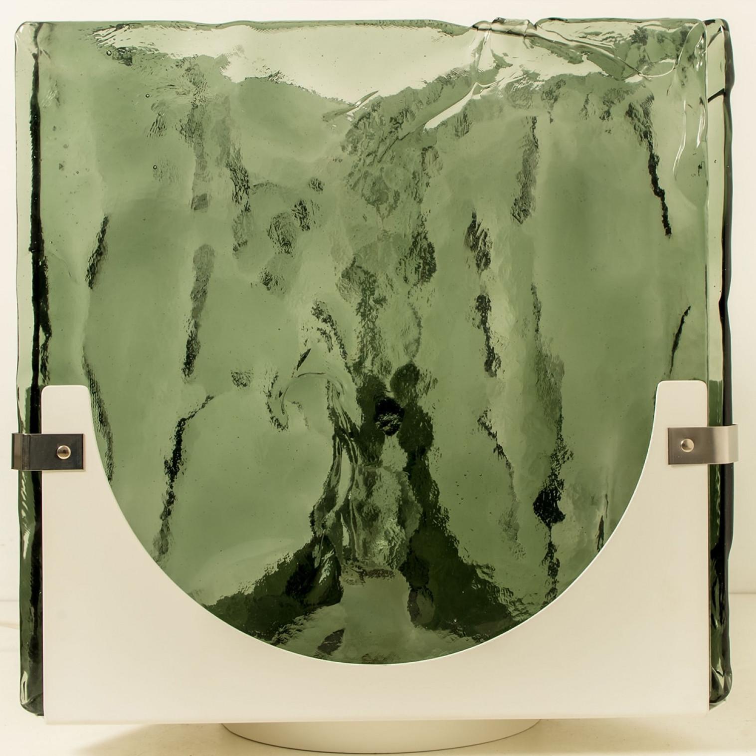 Autre Grand lampadaire et lampe de table en verre vert en forme de cube de Leucos, 1970 en vente