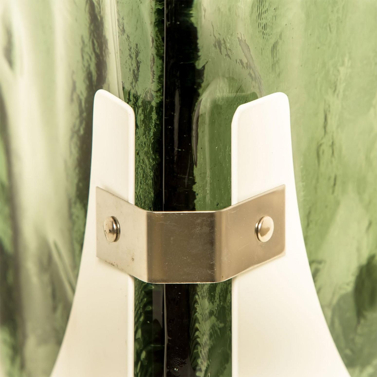 Grand lampadaire et lampe de table en verre vert en forme de cube de Leucos, 1970 en vente 1
