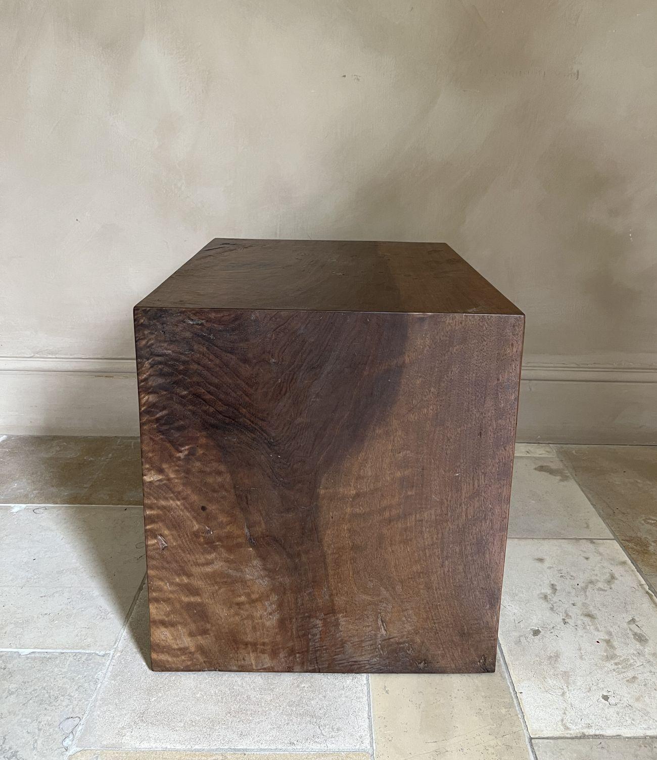 Large Cube Sidetable reclaimed Walnut For Sale 5