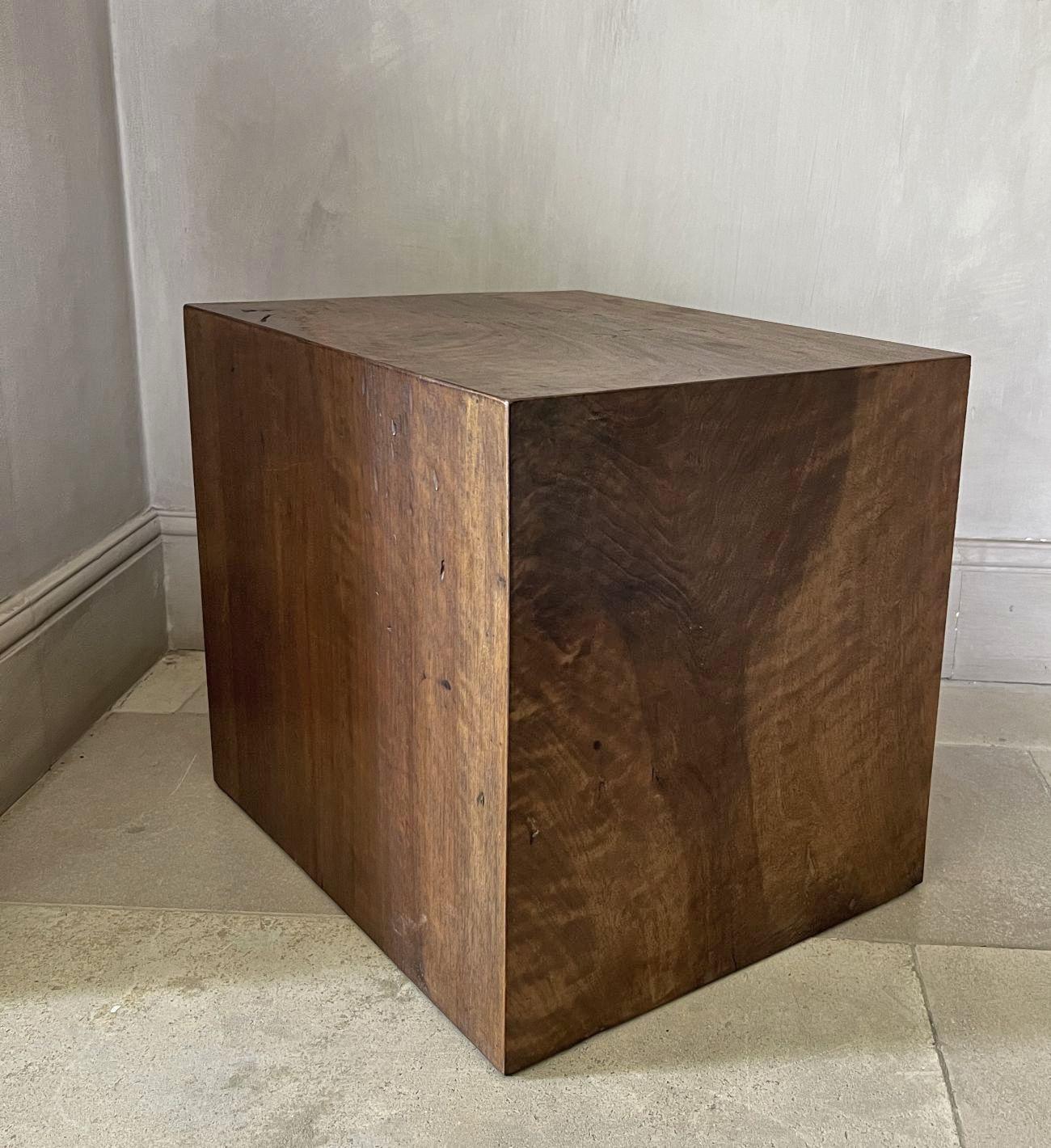 Large Cube Sidetable reclaimed Walnut For Sale 1
