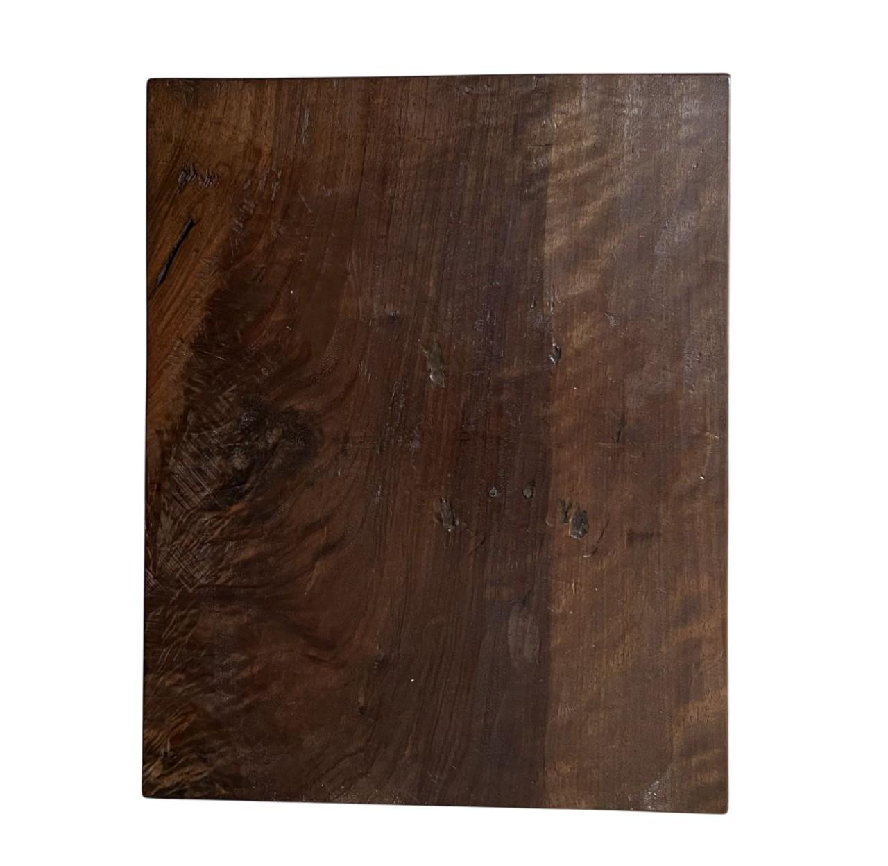 Large Cube Sidetable reclaimed Walnut For Sale 3