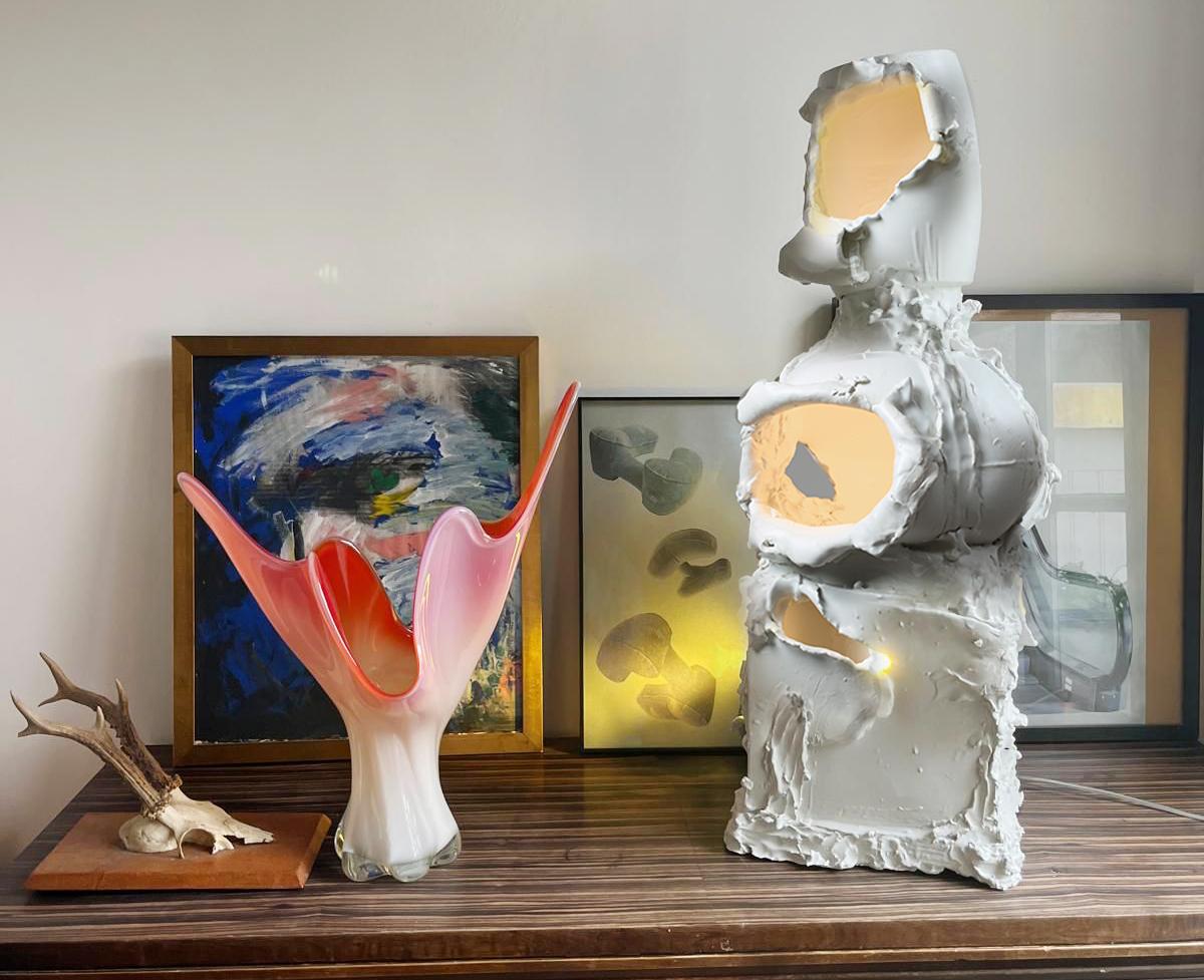 Post Modern, Brutalist, Deconstructivist, Sculptural Floor Lamp. Made in Italy For Sale 12