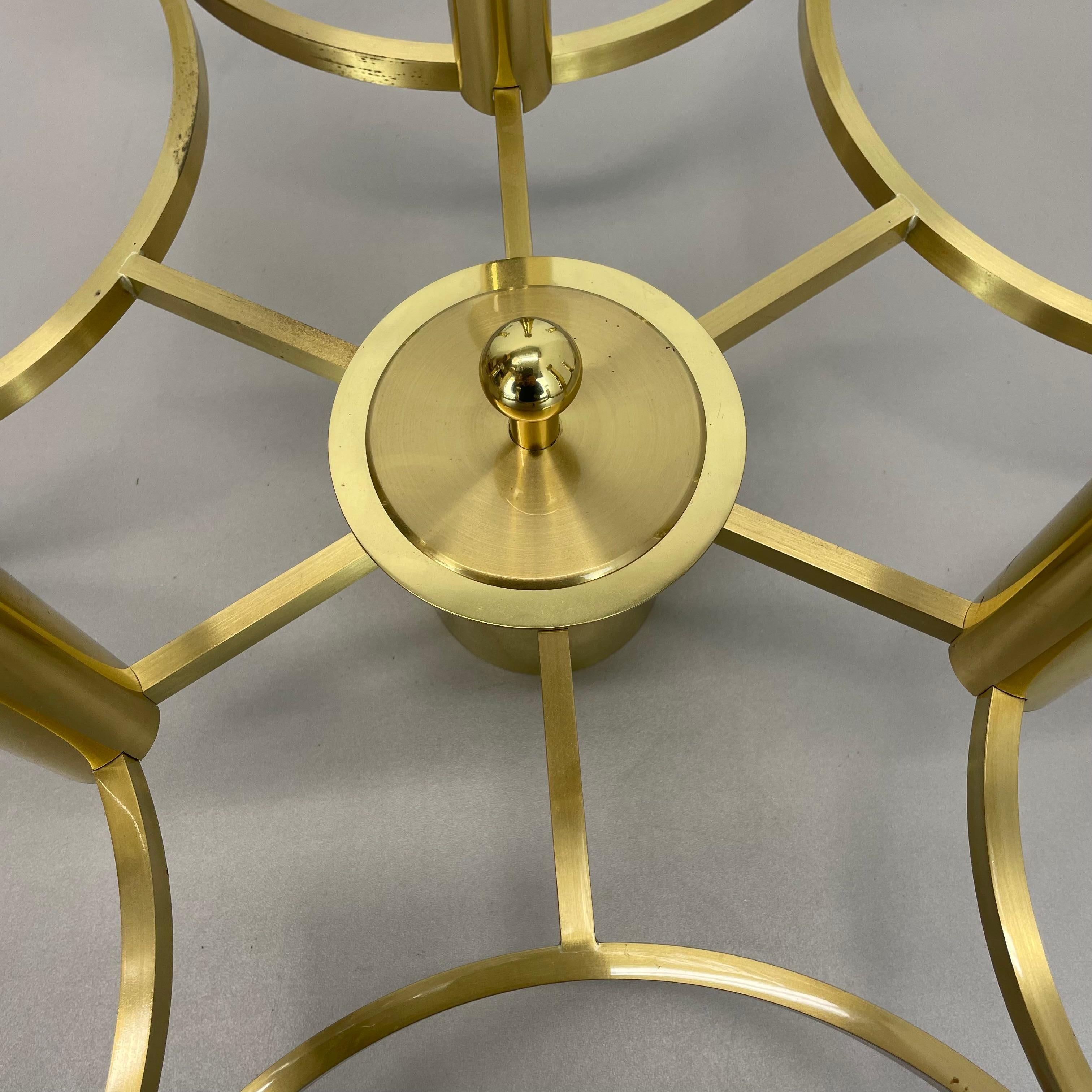Grande plafoniera CUBIC in ottone a 9 lampadine in stile Stilnovo, Italia anni '60 in vendita 3