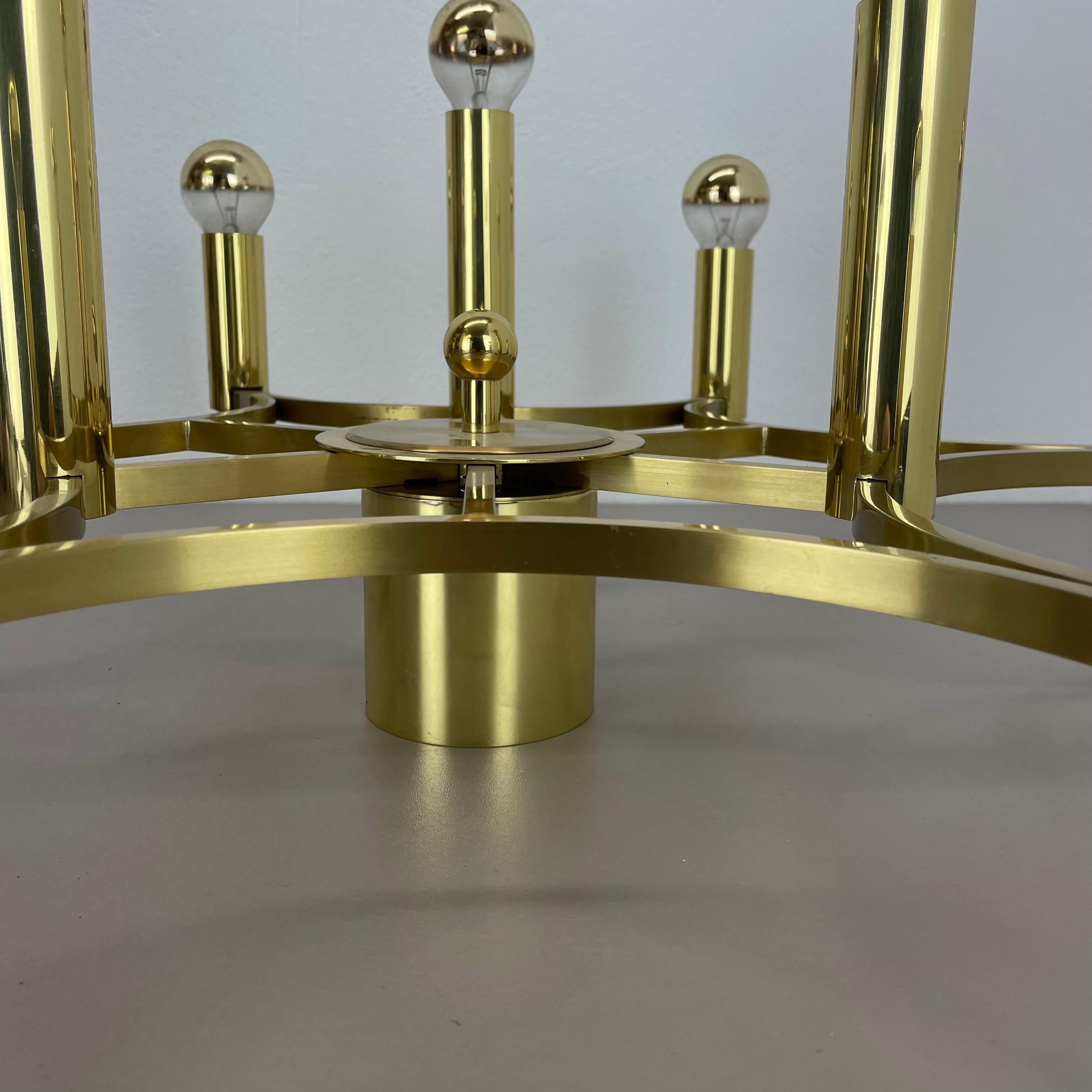 Grande plafoniera CUBIC in ottone a 9 lampadine in stile Stilnovo, Italia anni '60 in vendita 4