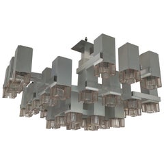 Large Cubic Chandelier M131 by Sciolari, Italy, 1970s