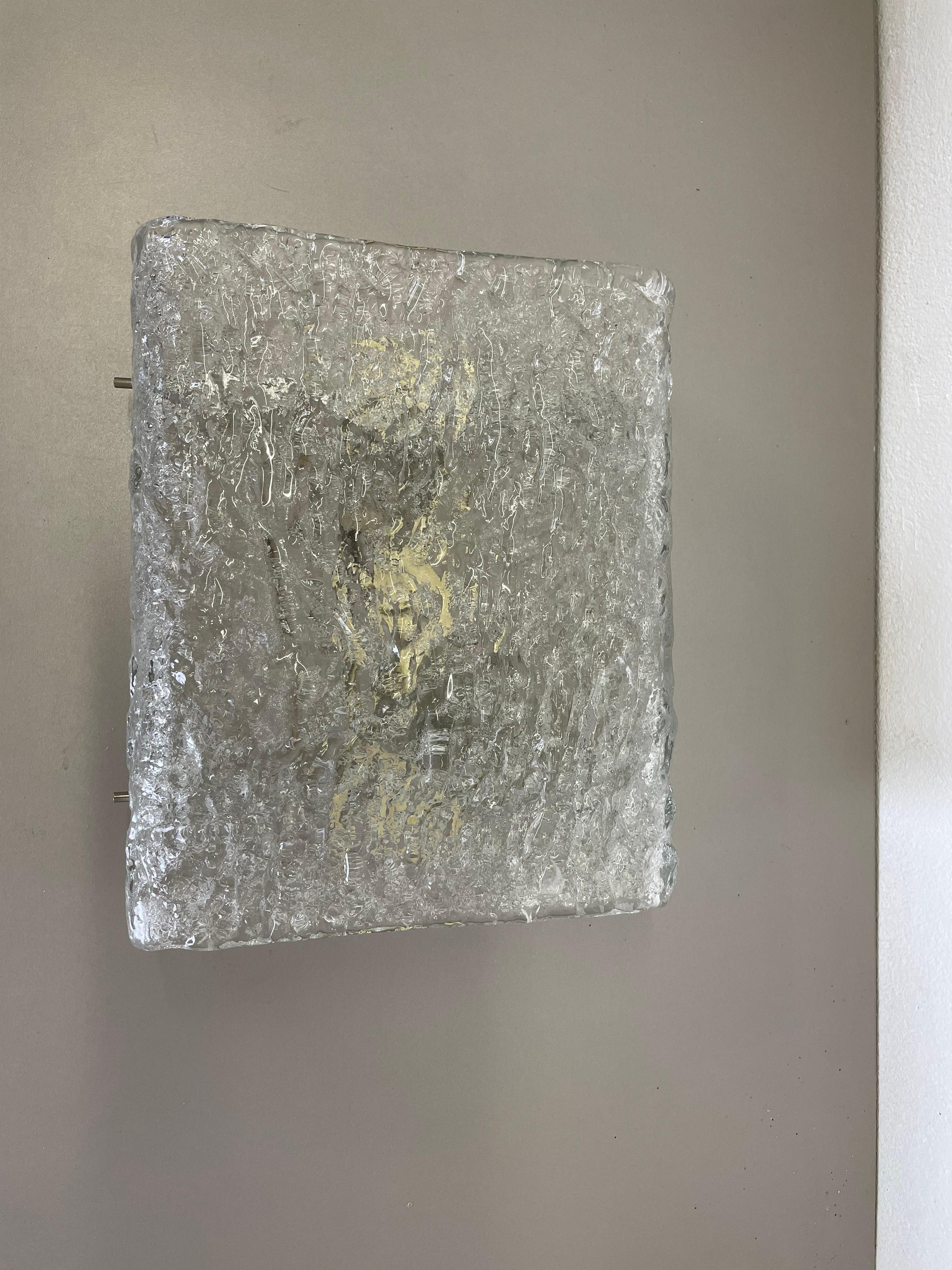 Mid-Century Modern Large Cubic Hollywood Regency Ice Glass Wall Light Made by Kalmar Lights, 1960s For Sale