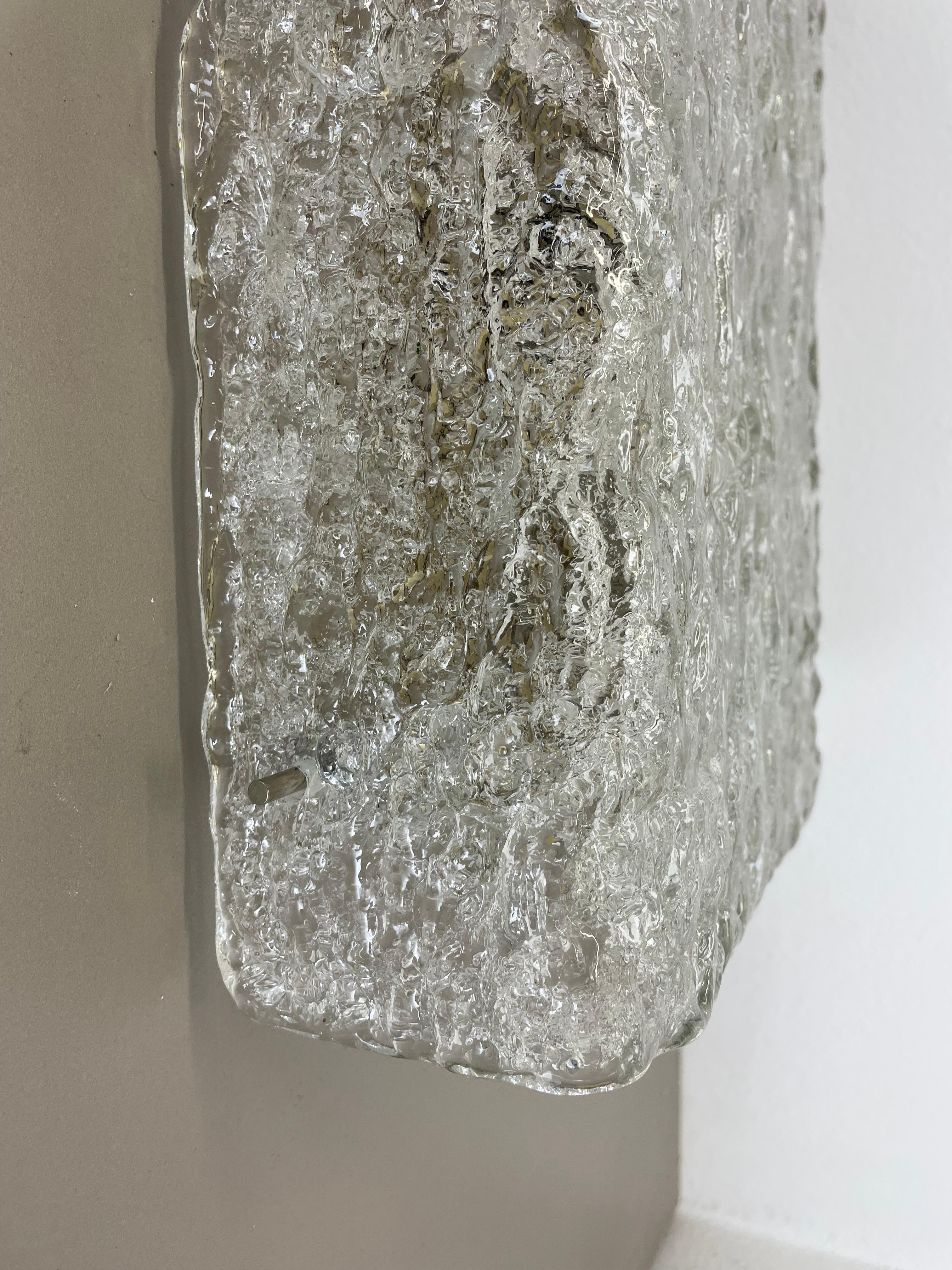 Metal Large Cubic Hollywood Regency Ice Glass Wall Light Made by Kalmar Lights, 1960s For Sale