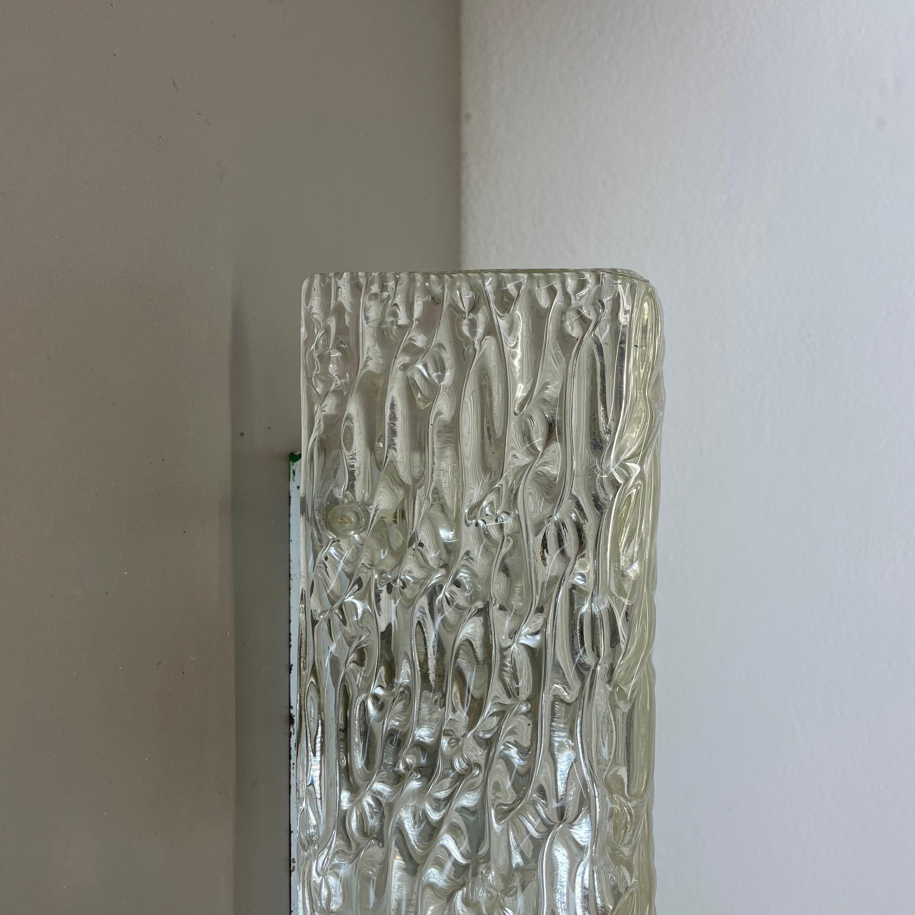 Large Cubic Hollywood Regency Ice Glass Wall Light Made by Kalmar Lights, 1960s For Sale 1