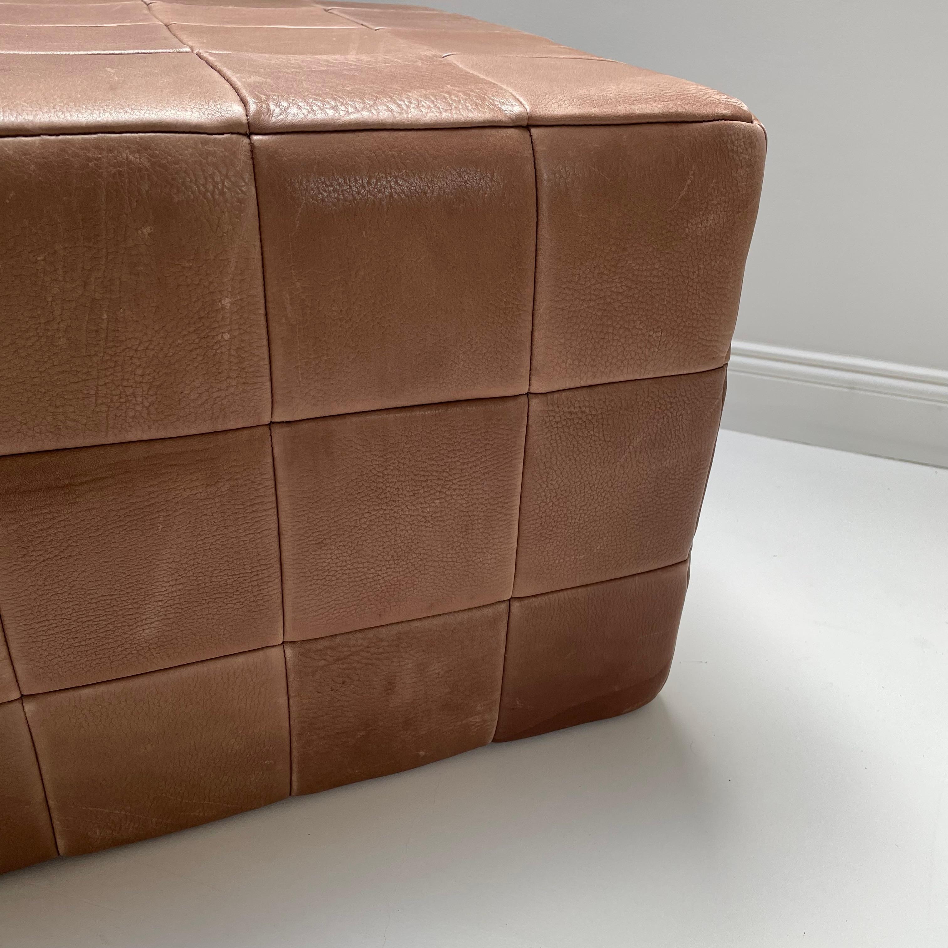 large cubic PATCHWORK real Leather pouf ottoman by DE SEDE, Switzerland 1970s For Sale 6