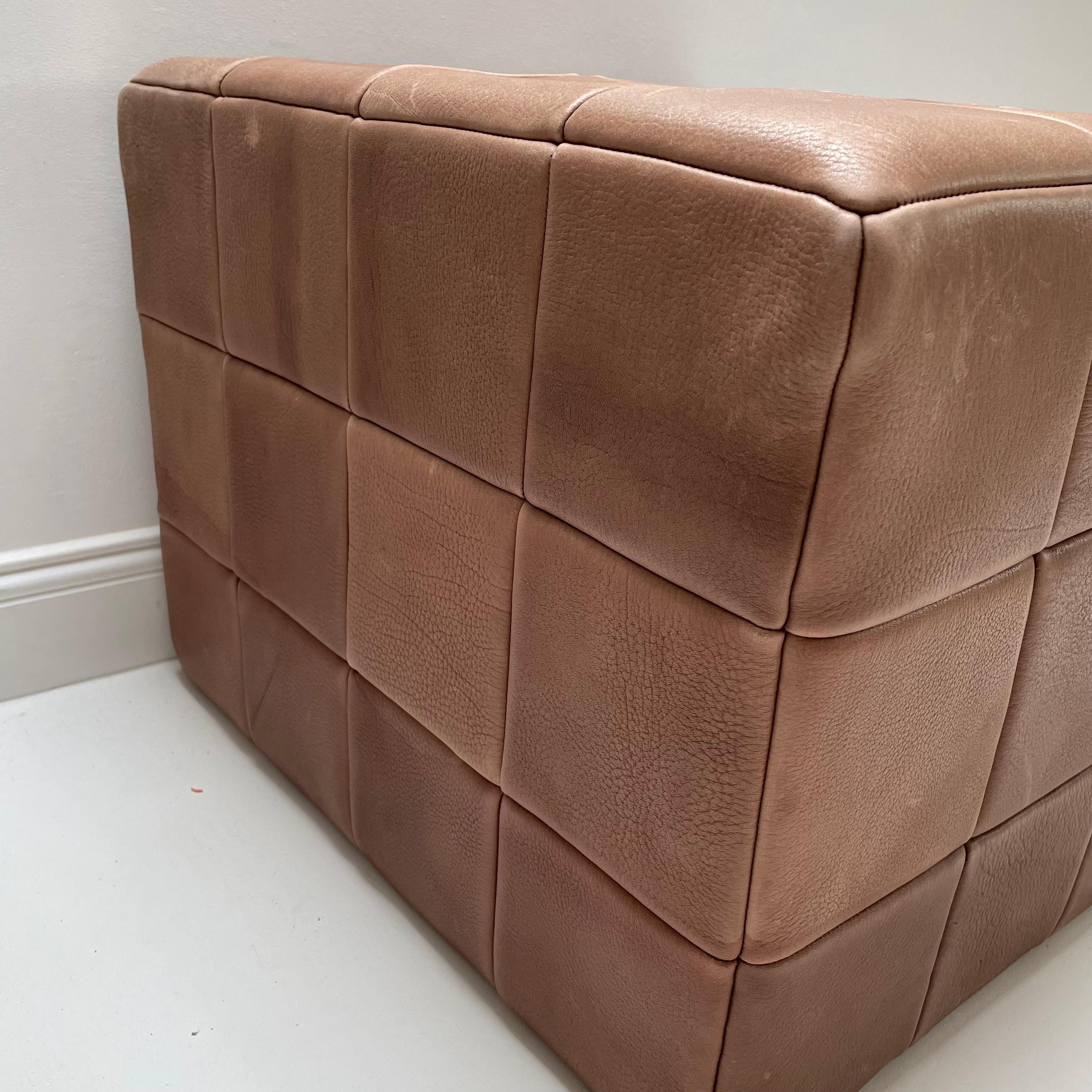 large cubic PATCHWORK real Leather pouf ottoman by DE SEDE, Switzerland 1970s For Sale 8