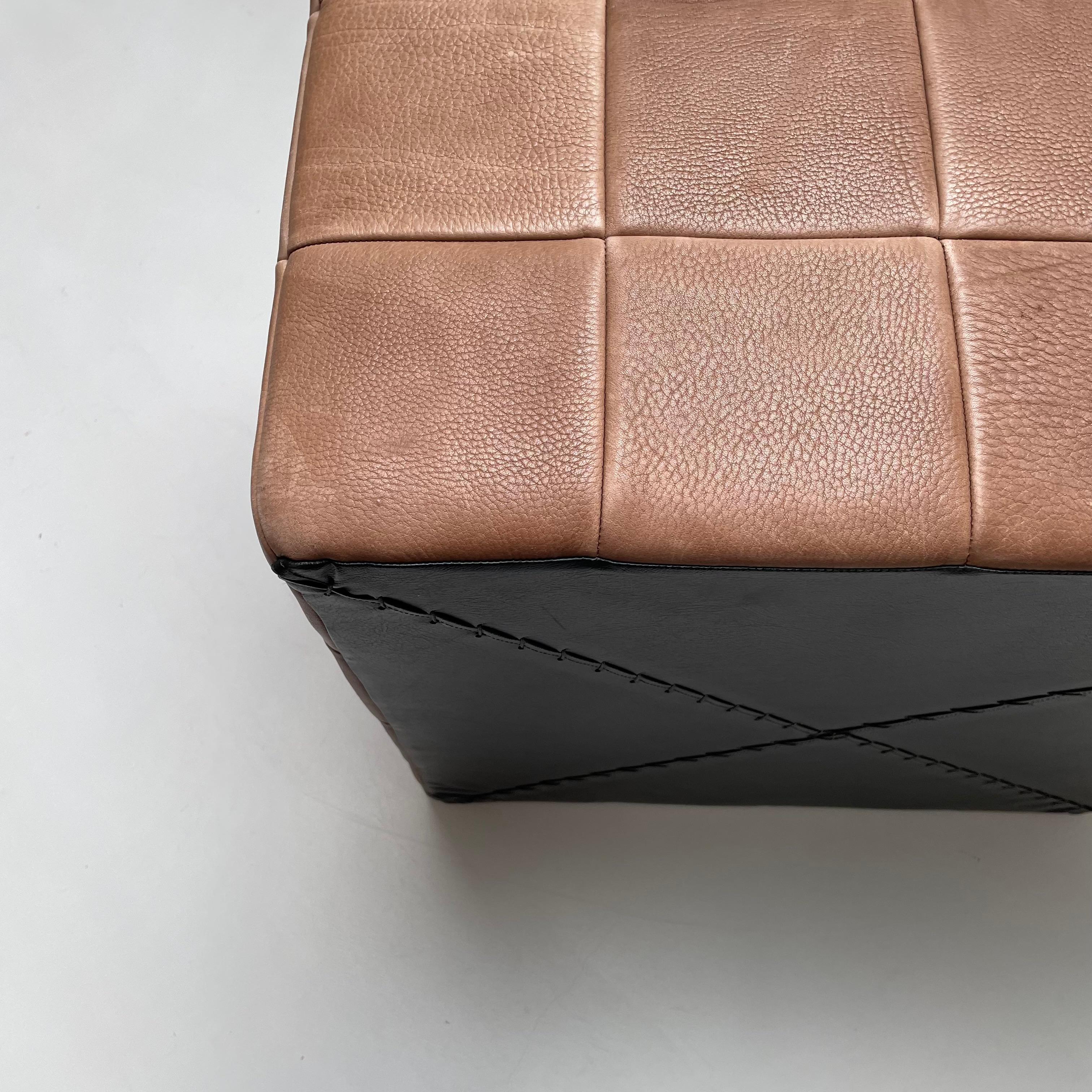 large cubic PATCHWORK real Leather pouf ottoman by DE SEDE, Switzerland 1970s For Sale 13