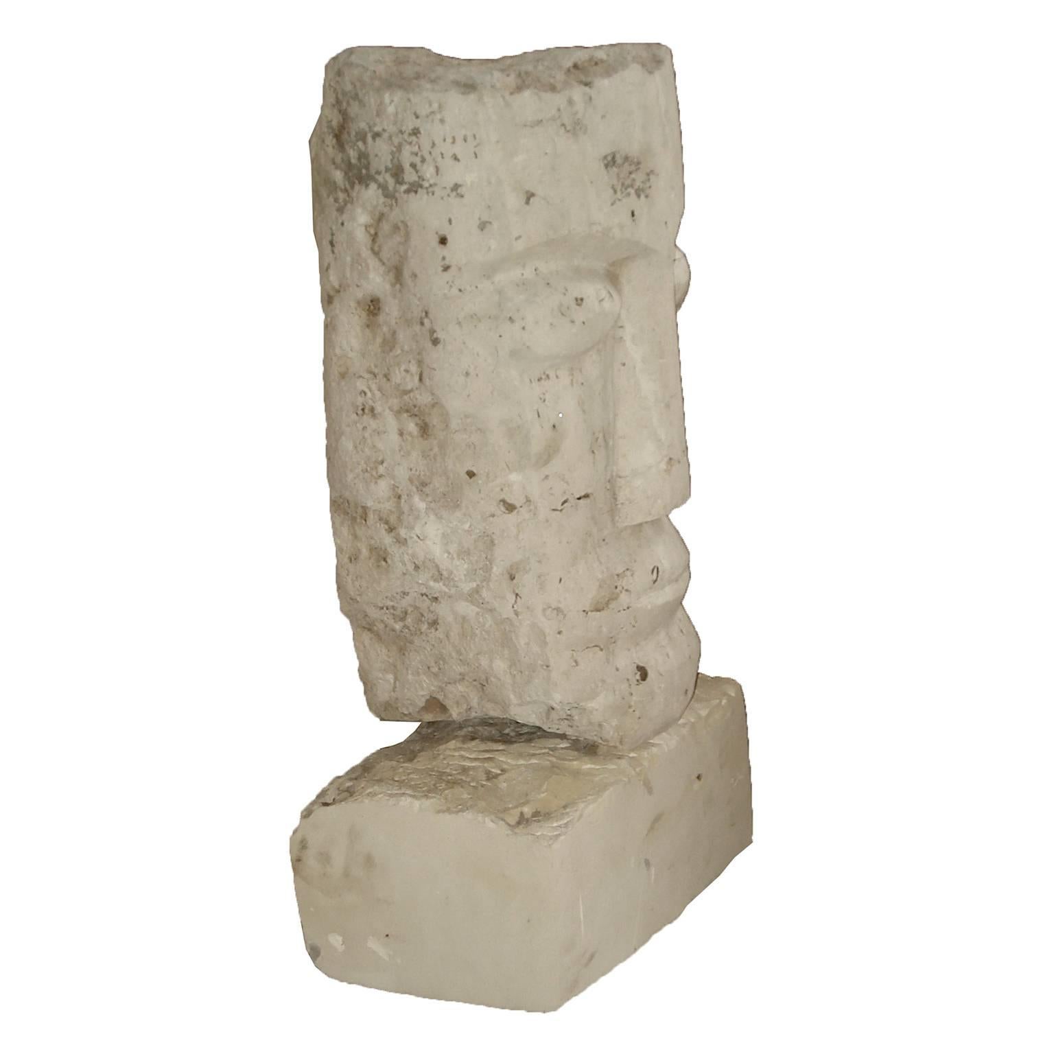 Large Cubist Carved Stone Sculpture Depicting a Man Head For Sale 4