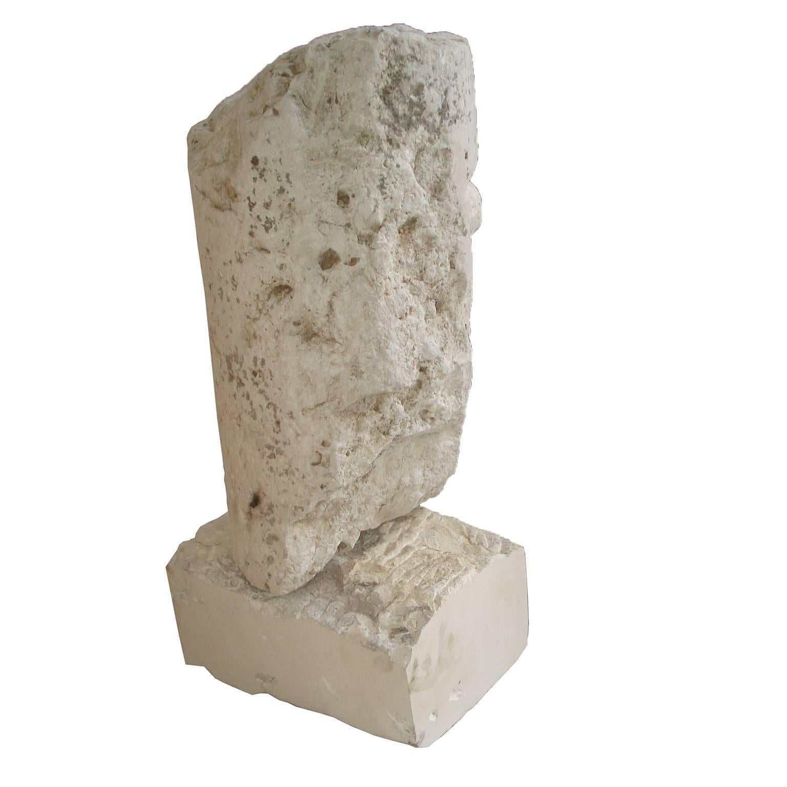 Large Cubist Carved Stone Sculpture Depicting a Man Head For Sale 7