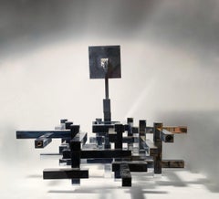 Large Cubist Chandelier / Pendant  Sculpture Lamp by Gaetano Sciolari