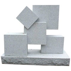 Large Cuboid Modernist Grey Granite Sculpture