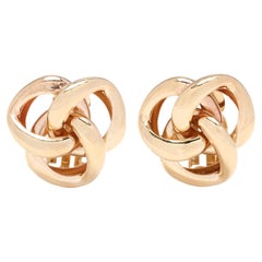Large Curb Link Knot Stud Earrings, 14KT Yellow Gold