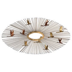 Large Curtis Jere "Birds in Flight" Starburst Wall Sculpture