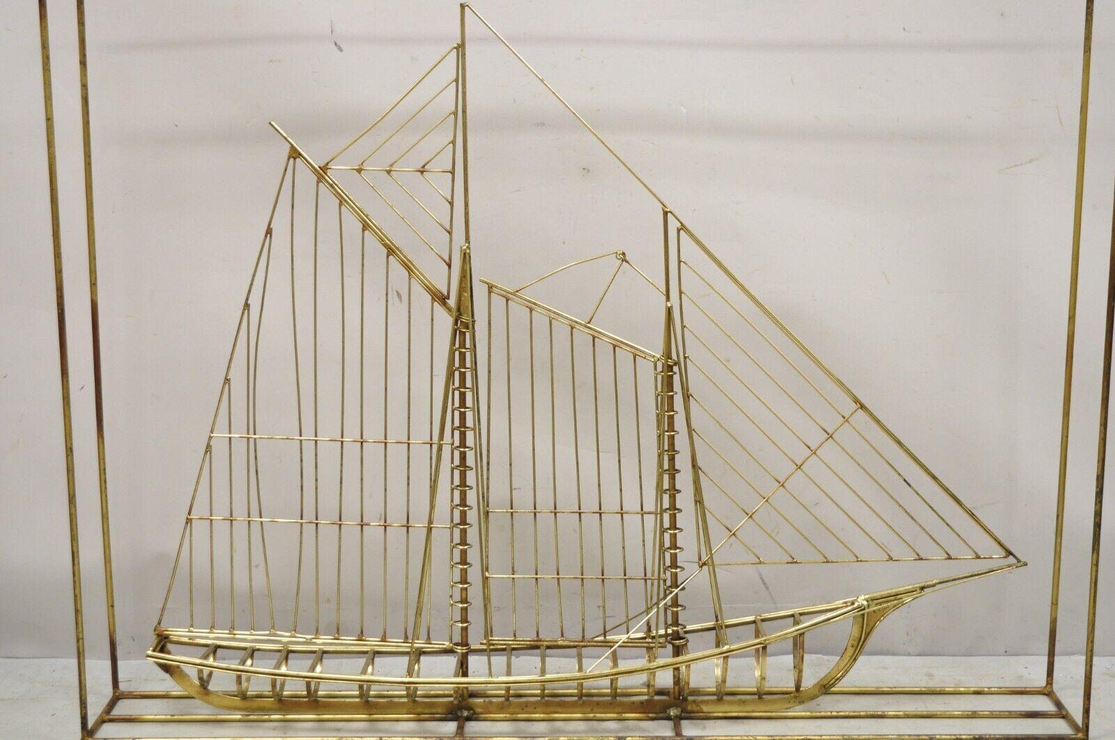 Large Curtis Jere Metal Clipper Ship 3d Sailboat Mid-Century Modern Sculpture In Good Condition For Sale In Philadelphia, PA