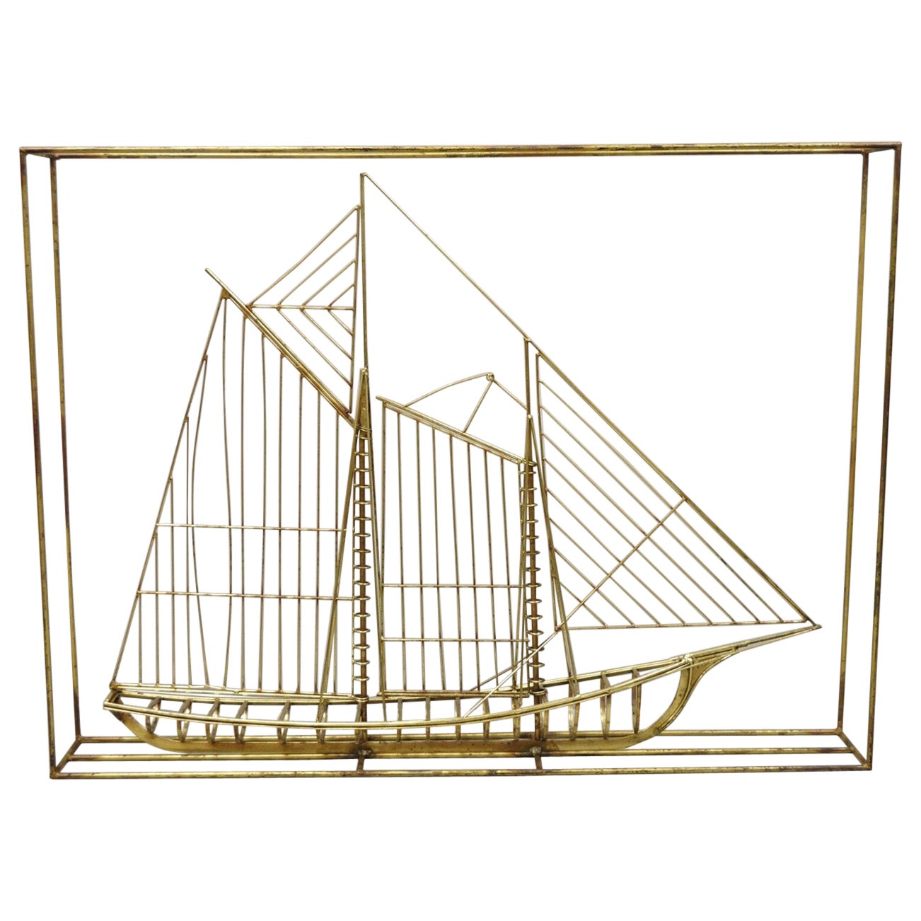 Große 3D-Skulptur eines Segelbootes aus Metall von Curtis Jere, Mid-Century Modern