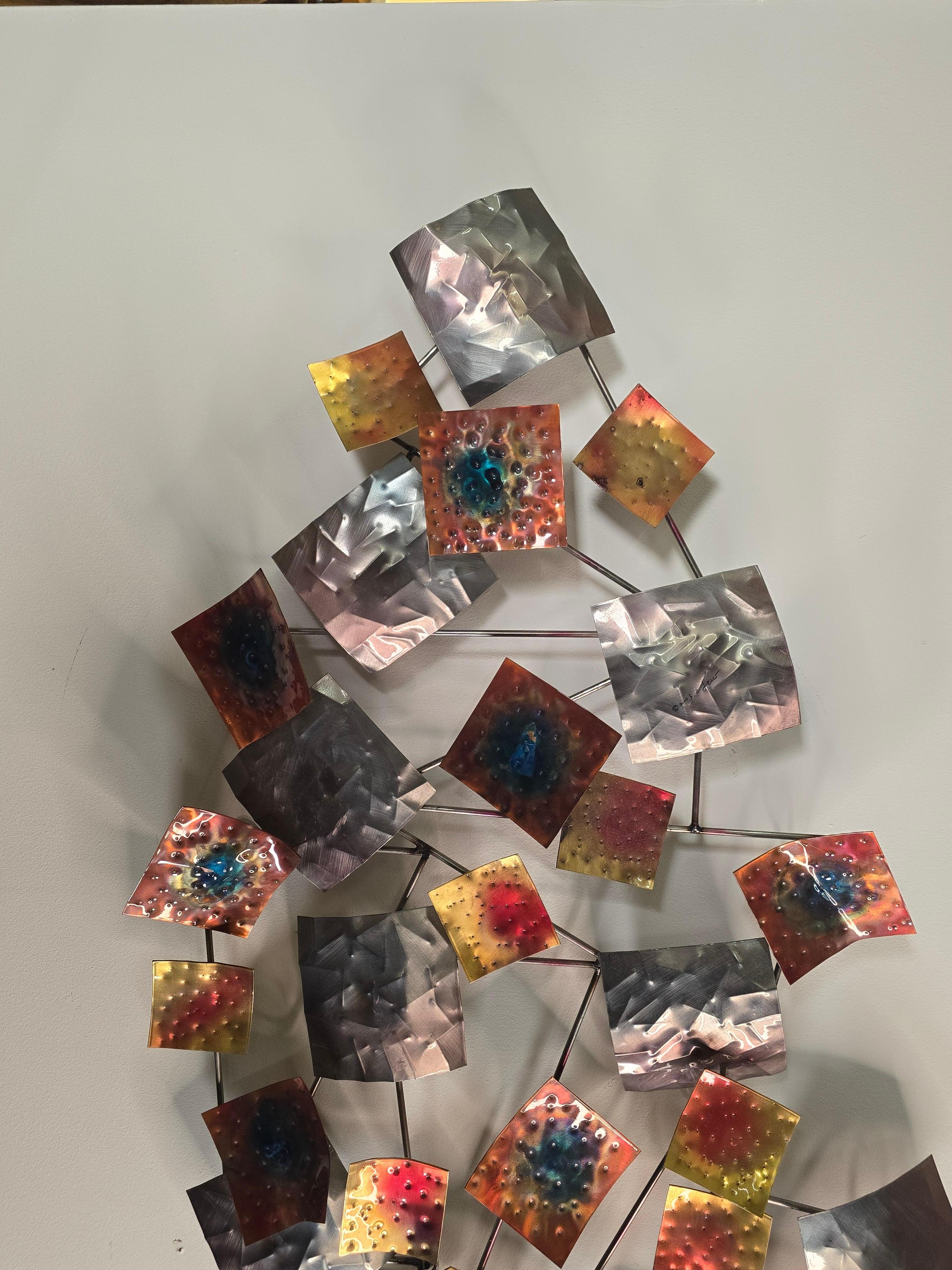 Contemporary Large Curtis Jere Mixed Metal Wall Hanging For Sale