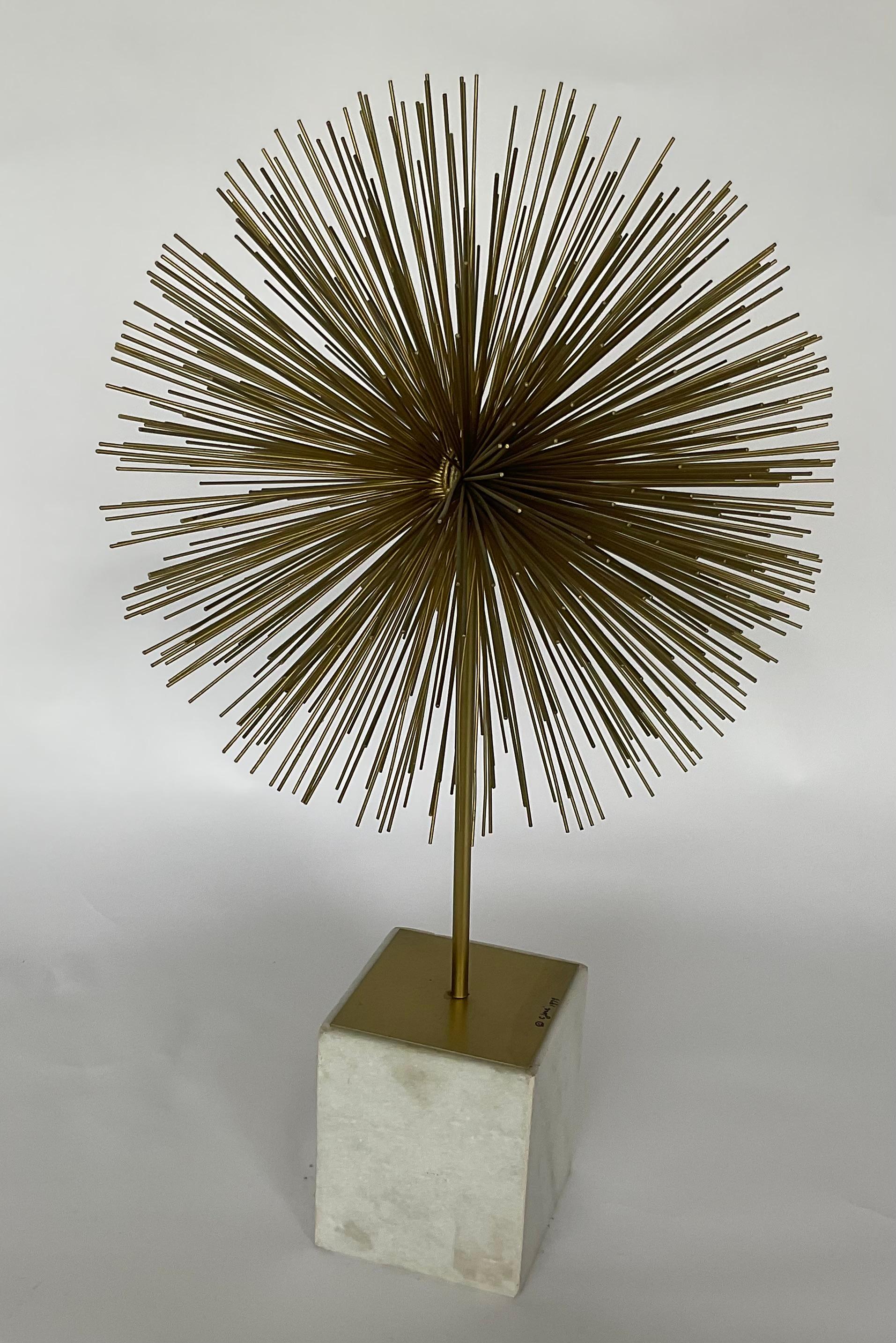 Curtis Jere Pom Pom Firework Sculpture in Brass and Marble signed and dated. 