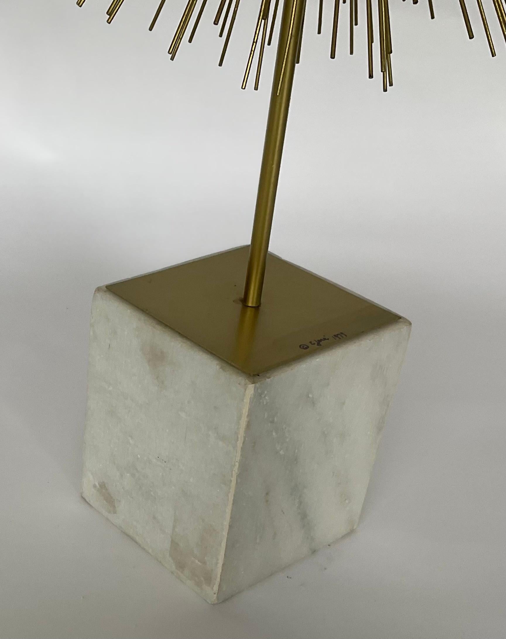 Mid-Century Modern LARGE Curtis Jere Pom Pom Firework Sculpture in Brass and Marble signed  For Sale