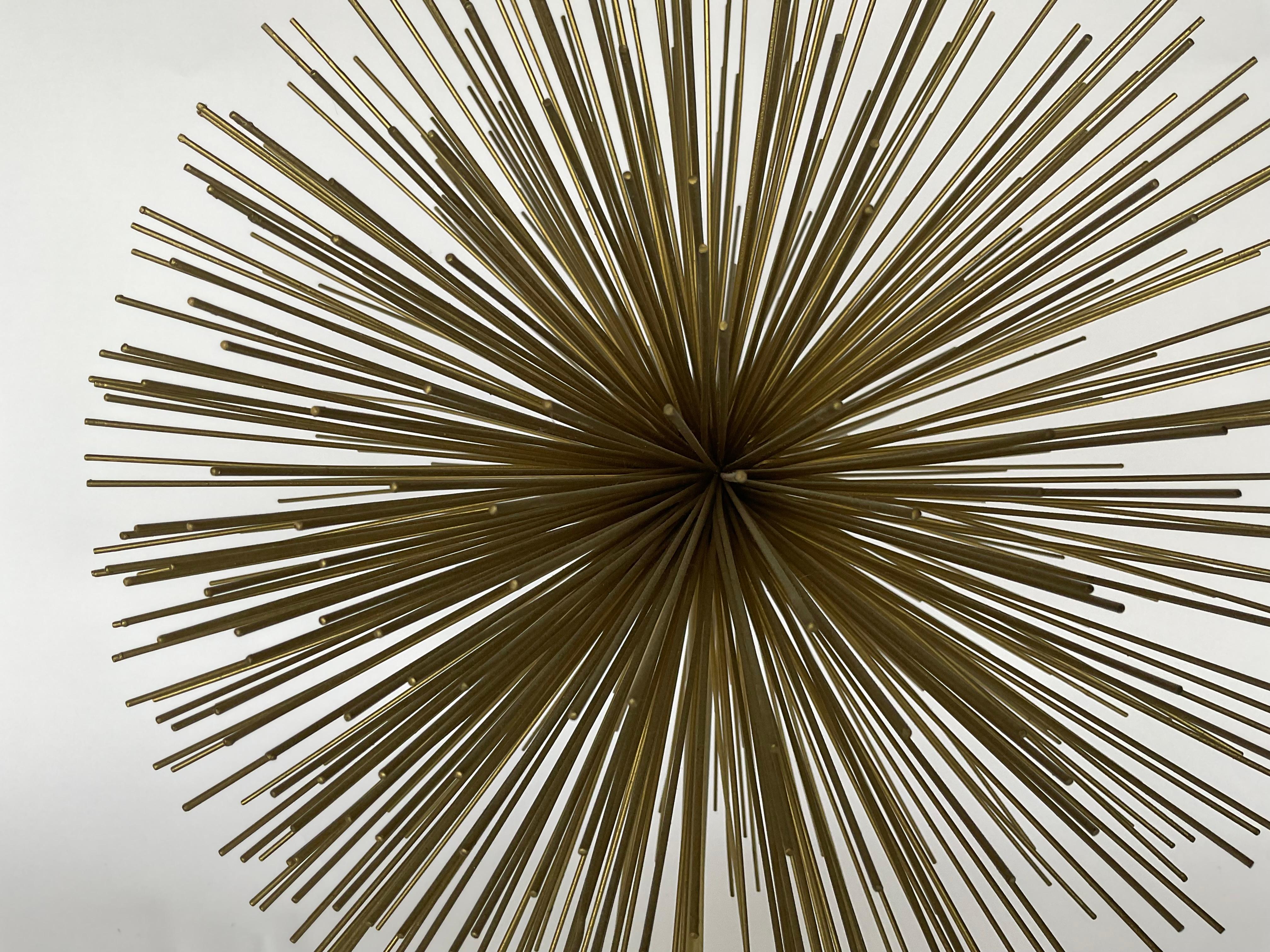 LARGE Curtis Jere Pom Pom Firework Sculpture in Brass and Marble signed  In Good Condition For Sale In Ann Arbor, MI