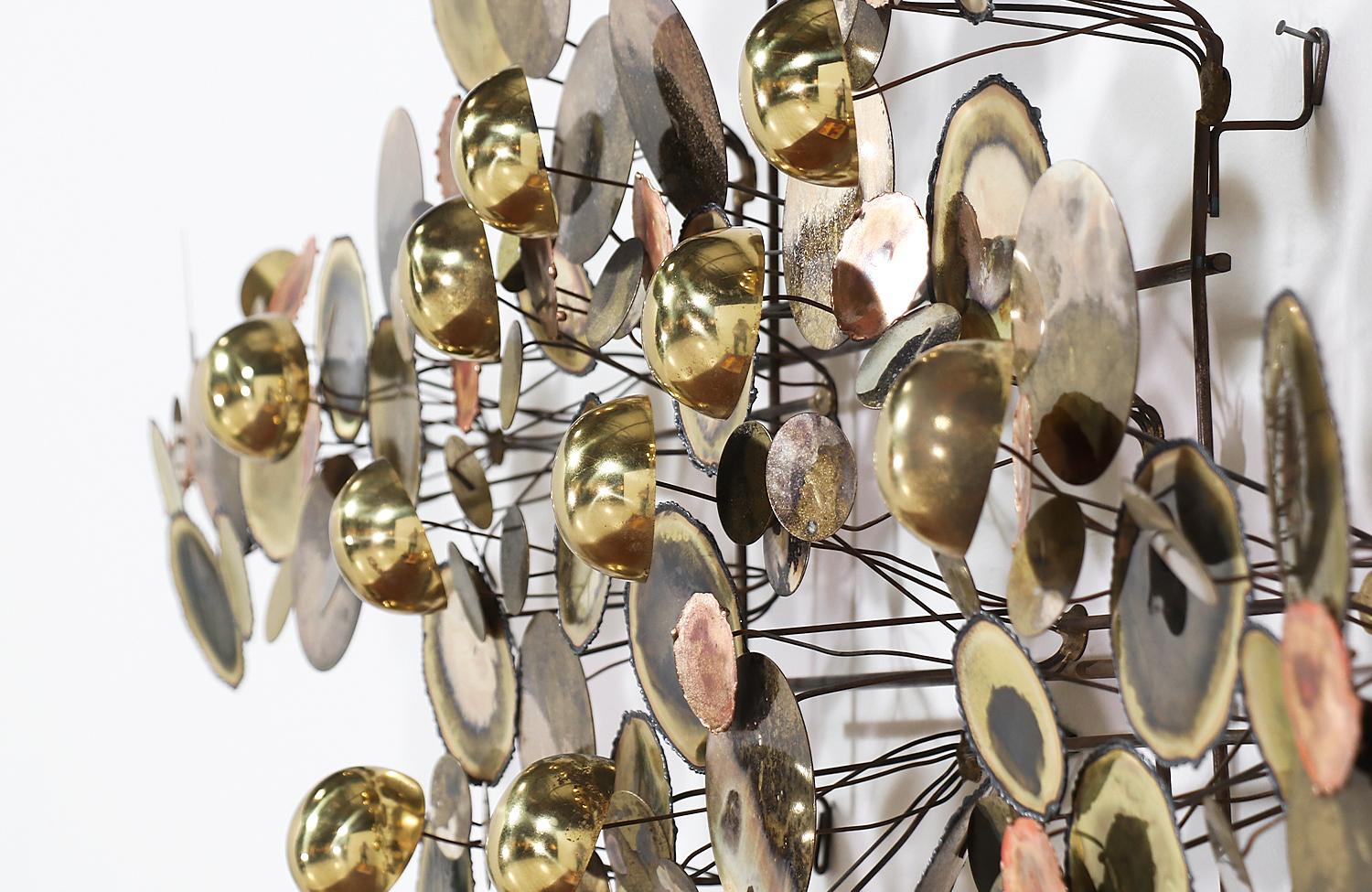 Large Curtis Jere “Raindrop” Brass Wall Sculpture for Artisan House at