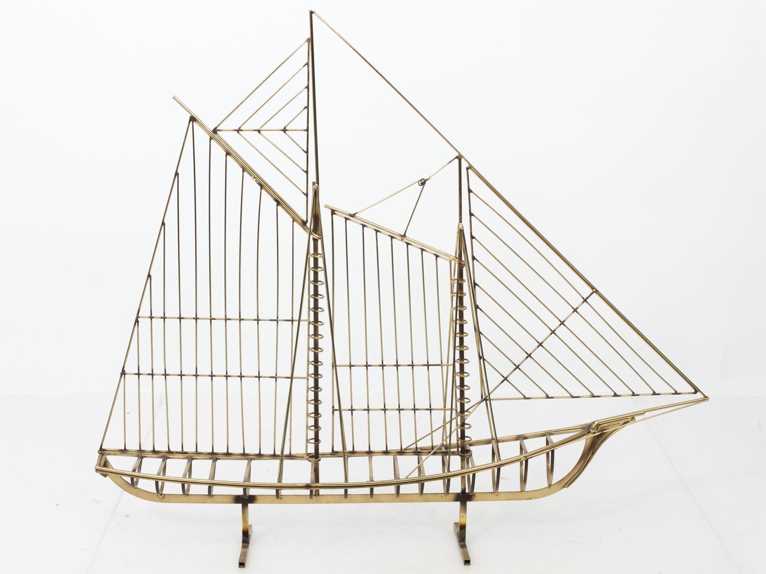 Large Curtis Jere Sailboat Sculpture, circa 1970s In Good Condition In Stamford, CT