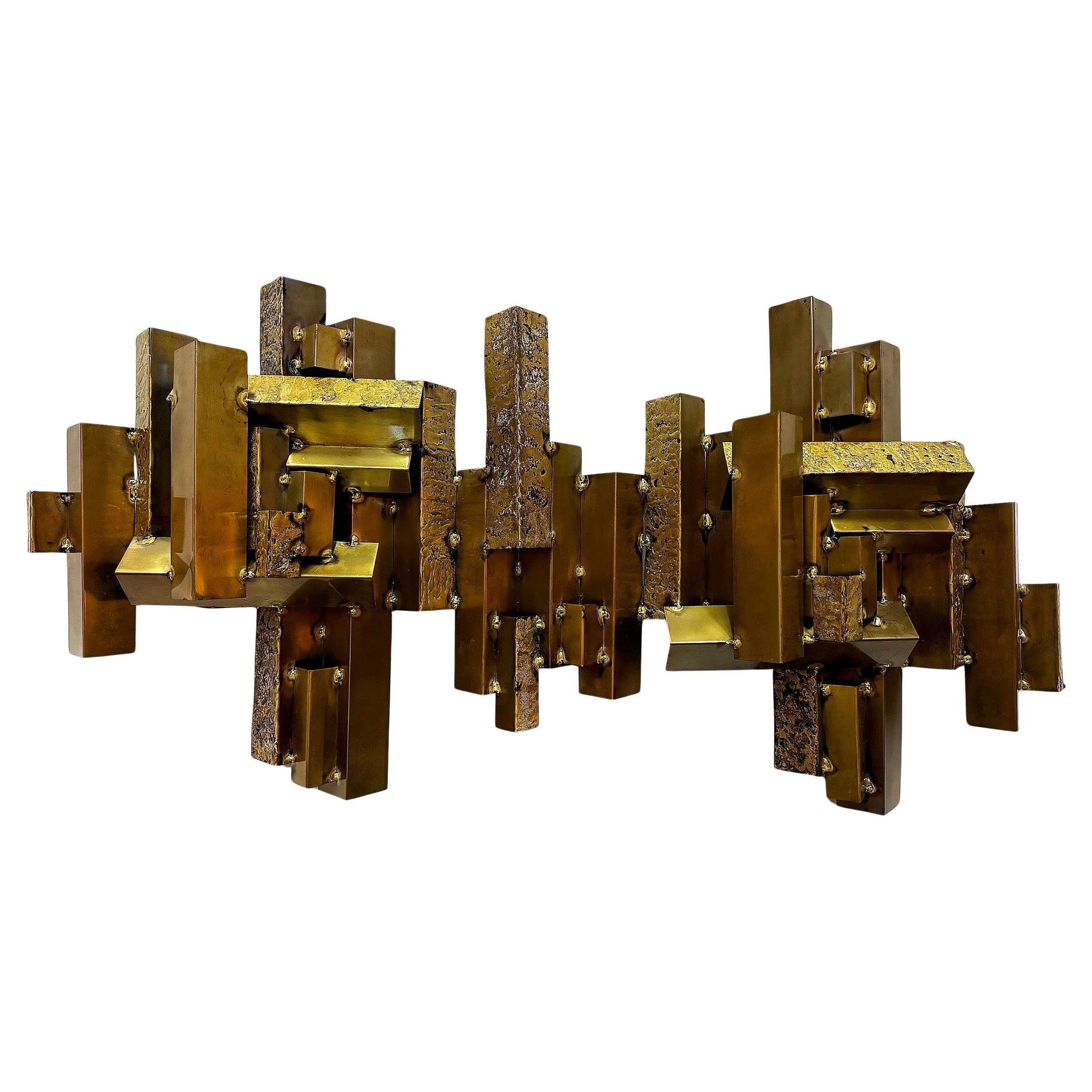 Grande scultura da parete brutalista d'epoca di Curtis Jeré