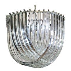 Large Curvati Chandelier, Trasparent Triedri, 20 Murano Glasses